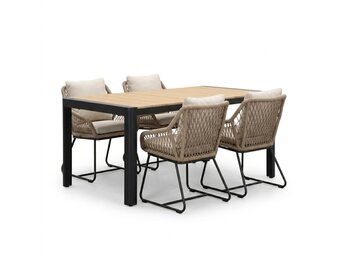 Liverpool/Portofino Sahara Dust dining tuinset | 4 personen | polywood + touw | 160cm