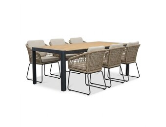 Liverpool/Tulum Sahara Dust dining tuinset | 6 personen | polywood + touw | 205cm