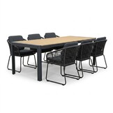 Liverpool/Tulum Lava Grey dining tuinset | 6 personen | polywood + touw | 205cm