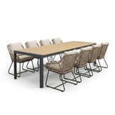 Liverpool/Portofino Sahara Dust dining tuinset | 8 personen | polywood + touw | 258cm