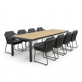 Liverpool/Tulum Lava Grey dining tuinset | 8 personen | polywood + touw | 258cm