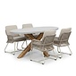 BUITEN living Livorno/Gianna Almond Beige dining tuinset | 4 personen | polystone + touw | 200cm