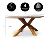 Livorno/Gianna Almond Beige dining tuinset | 4 personen | polystone + touw | 200cm