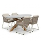 BUITEN living Livorno/Tulum Almond Beige dining tuinset | 4 personen | polystone + touw | 200cm