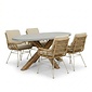 BUITEN living Livorno/Carlos beige dining tuinset | 4 personen | polystone + wicker | 200cm