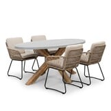 Livorno/Harper Sahara Dust dining tuinset | 4 personen | polystone + touw | 200cm
