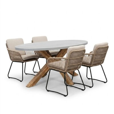 Livorno/Harper Sahara Dust dining tuinset | 4 personen | polystone + touw | 200cm