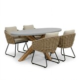 Livorno/Flora Sahara Dust dining tuinset | 4 personen | polystone + touw | 200cm