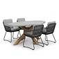 BUITEN living Livorno/Harper Stone Grey dining tuinset | 4 personen | polystone + touw | 200cm