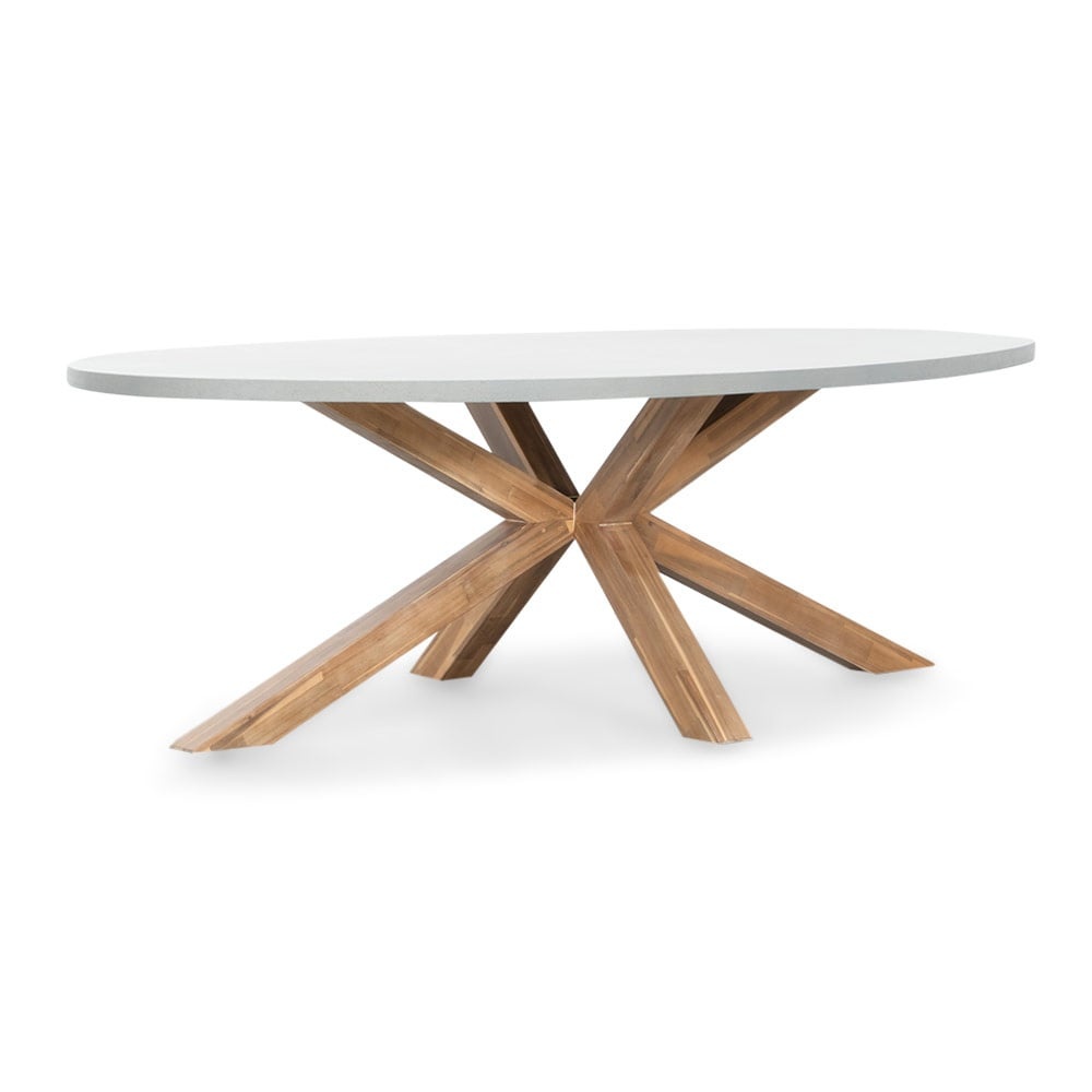 Livorno/Lexis Stone Grey dining tuinset | 6 personen | polystone + touw | 240cm