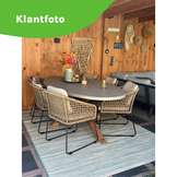 Livorno/Lexis Stone Grey dining tuinset | 6 personen | polystone + touw | 240cm