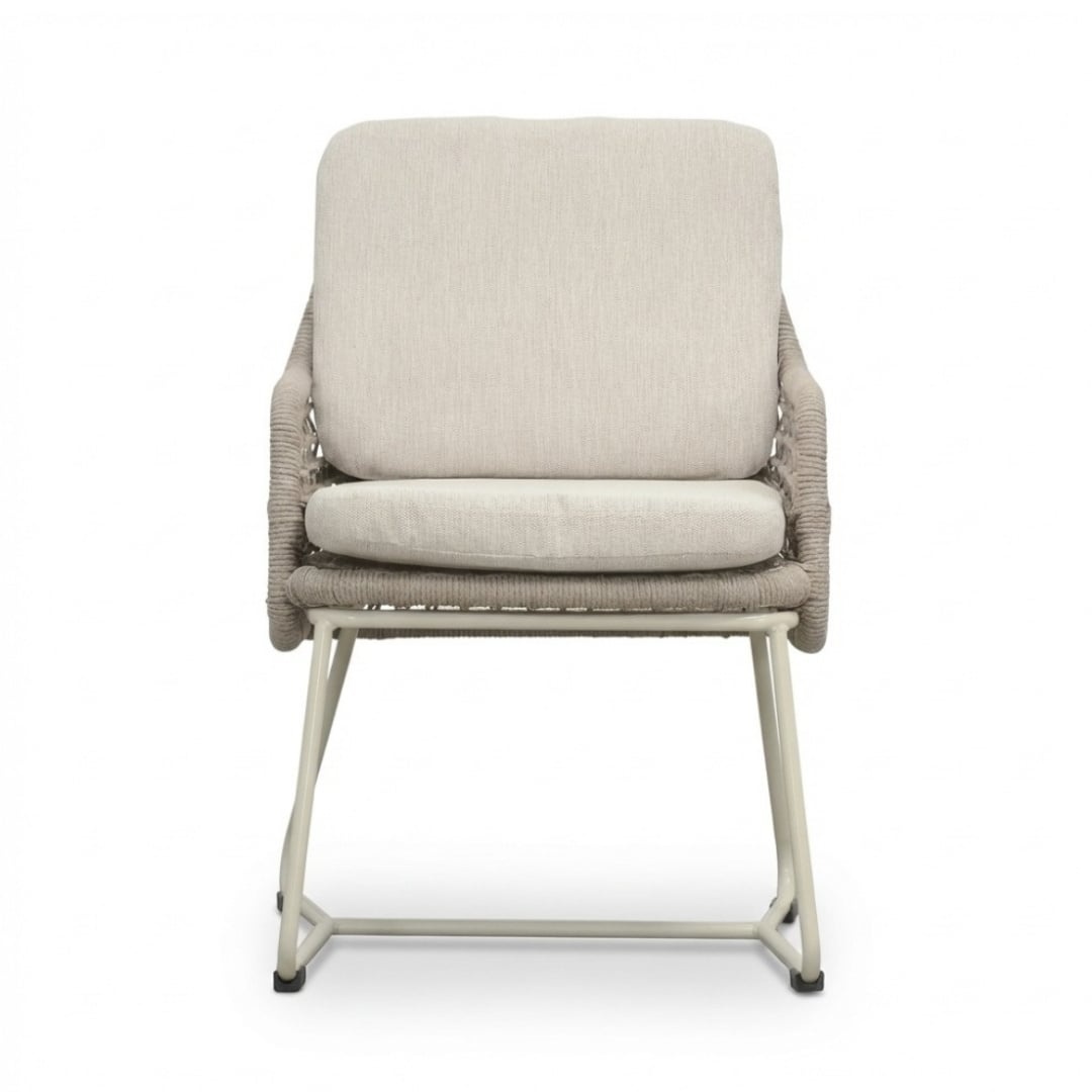 Livorno/Gianna Almond Beige dining tuinset | 6 personen | polystone + touw | 240cm