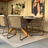 Livorno/Gianna Almond Beige dining tuinset | 6 personen | polystone + touw | 240cm