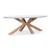 Livorno/Tulum Almond Beige dining tuinset | 6 personen | polystone + touw | 240cm