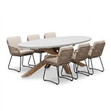 Livorno/Harper Sahara Dust dining tuinset | 6 personen | polystone + touw | 240cm