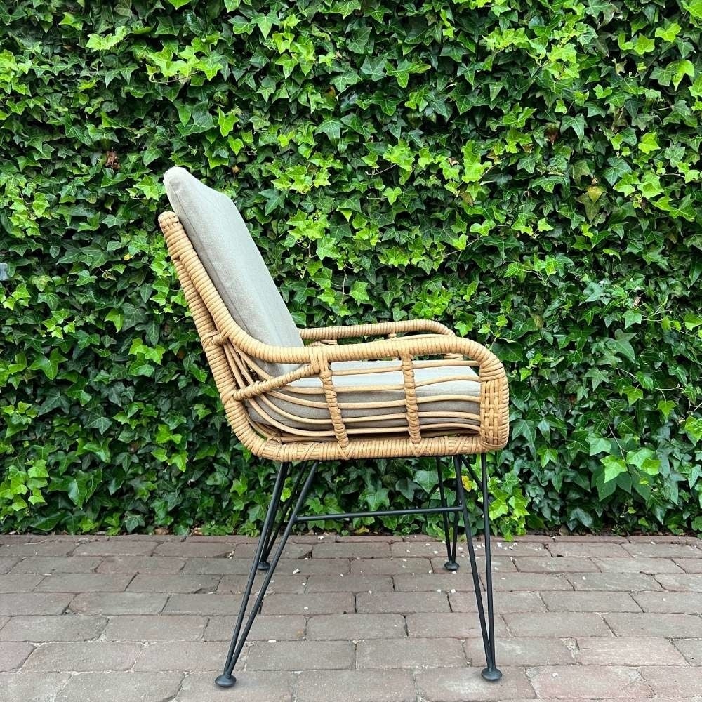 Lorento/Carlos taupe dining tuinset | 6 personen | polystone + wicker | 240cm