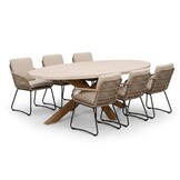 Lorento/Harper Sahara Dust dining tuinset | 6 personen | polystone + touw | 240cm