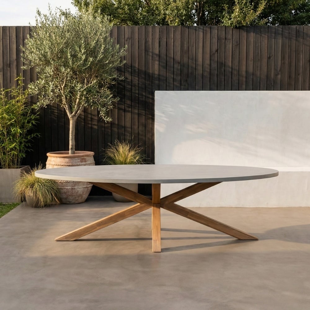 Livorno/Lexis Stone Grey dining tuinset | 8 personen | polystone + touw | 280cm