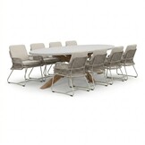 Livorno/Gianna Almond Beige dining tuinset | 8 personen | polystone + touw | 280cm