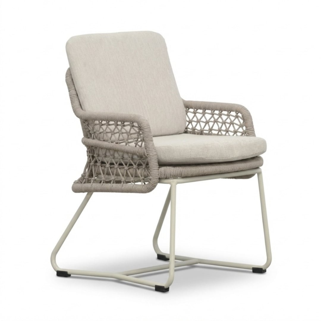 Livorno/Gianna Almond Beige dining tuinset | 8 personen | polystone + touw | 280cm