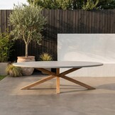 Livorno/Gianna Almond Beige dining tuinset | 8 personen | polystone + touw | 280cm