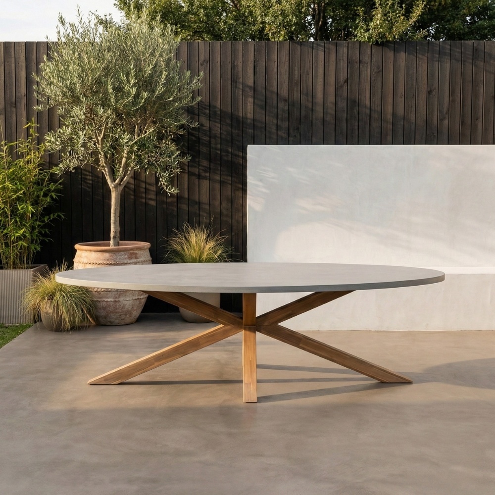Livorno/Gianna Almond Beige dining tuinset | 8 personen | polystone + touw | 280cm