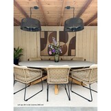 Livorno/Gianna Almond Beige dining tuinset | 8 personen | polystone + touw | 280cm