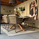 Livorno/Gianna Almond Beige dining tuinset | 8 personen | polystone + touw | 280cm