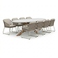 BUITEN living Livorno/Tulum Almond Beige dining tuinset | 8 personen | polystone + touw | 280cm