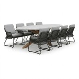 Livorno/Gianna Stone Grey dining tuinset | 8 personen | polystone + touw | 280cm