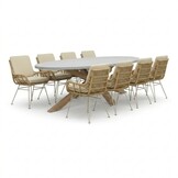 Livorno/Carlos beige dining tuinset | 8 personen | polystone + wicker | 280cm