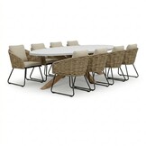Livorno/Flora Sahara Dust dining tuinset | 8 personen | polystone + touw | 280cm