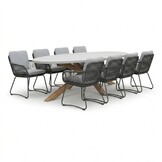 Livorno/Harper Stone Grey dining tuinset | 8 personen | polystone + touw | 280cm