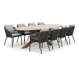 Lorento/Lexis Stone Grey dining tuinset | 8 personen | polystone + touw | 280cm