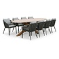 BUITEN living Lorento/Lexis Stone Grey dining tuinset | 8 personen | polystone + touw | 280cm