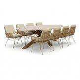 Lorento/Carlos beige dining tuinset | 8 personen | polystone + wicker | 280cm