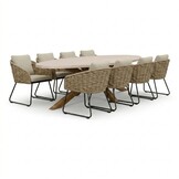 Lorento/Flora Sahara Dust dining tuinset | 8 personen | polystone + touw | 280cm