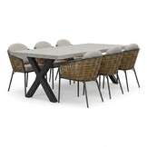 Lyon/Lucca dining tuinset | 6 personen | polystone + wicker | 250cm