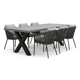 Lyon/Lexis Stone Grey dining tuinset | 6 personen | polystone + touw | 250cm