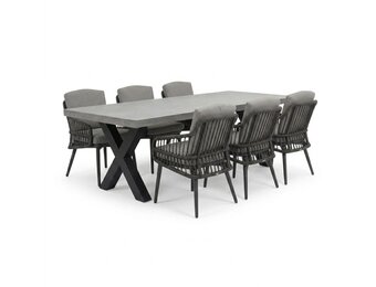 Lyon/Alicante antraciet dining tuinset | 6 personen | polystone + wicker | 250cm