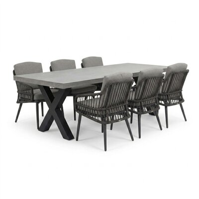 Lyon/Alicante antraciet dining tuinset | 6 personen | polystone + wicker | 250cm