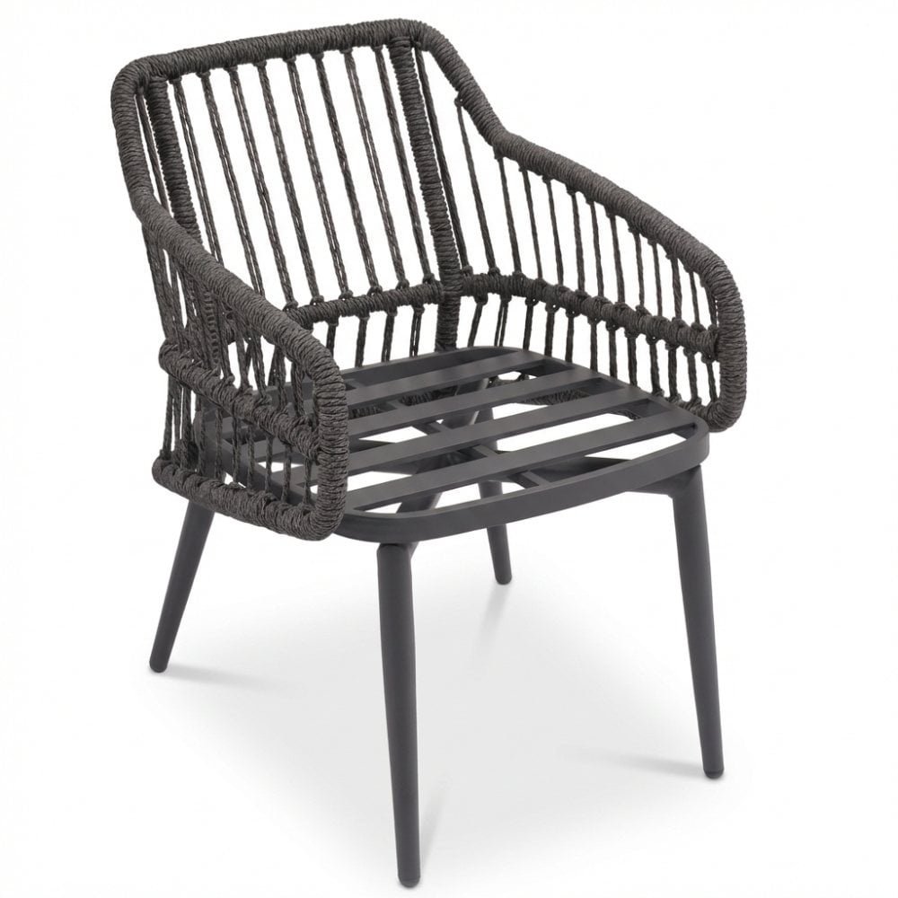 Lyon/Alicante antraciet dining tuinset | 6 personen | polystone + wicker | 250cm