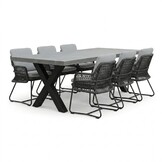 Lyon/Gianna Stone Grey dining tuinset | 6 personen | polystone + touw | 250cm