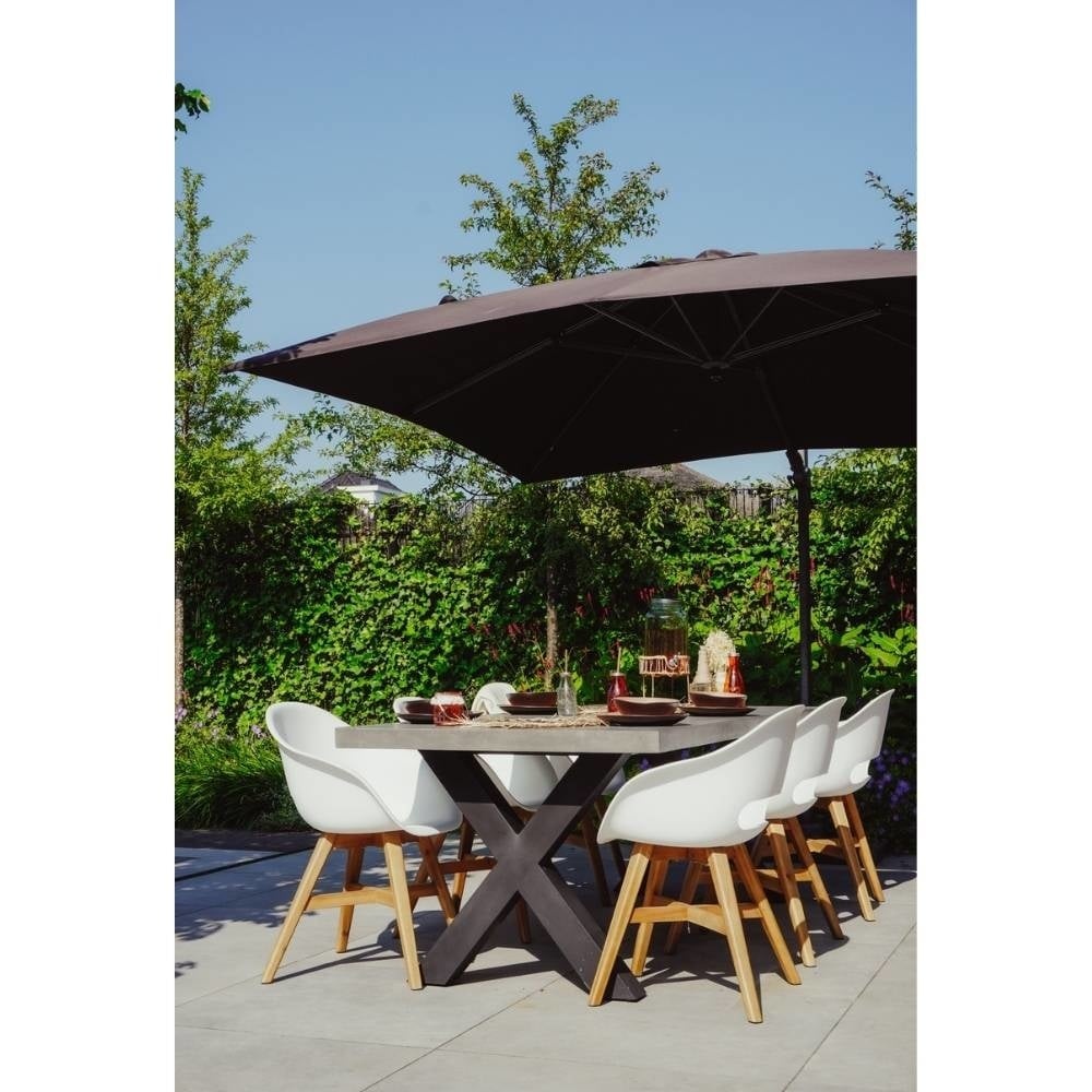 Lyon/Gianna Stone Grey dining tuinset | 6 personen | polystone + touw | 250cm