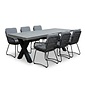 BUITEN living Lyon/Harper Stone Grey dining tuinset | 6 personen | polystone + touw | 250cm