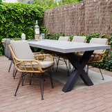 Lyon/Harper Stone Grey dining tuinset | 6 personen | polystone + touw | 250cm