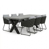 Lyon/Flora Stone Grey dining tuinset | 6 personen | polystone + touw | 250cm