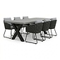 BUITEN living Lyon/Flora Stone Grey dining tuinset | 6 personen | polystone + touw | 250cm
