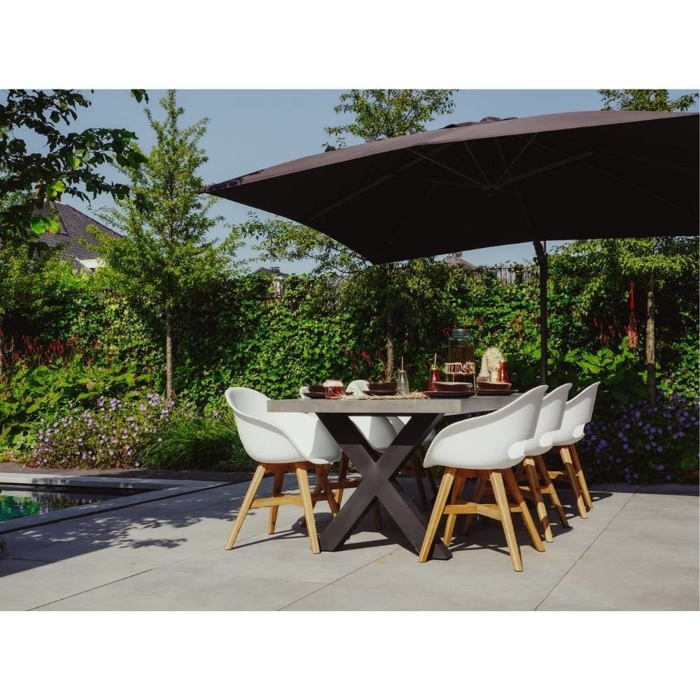 Lyon/Flora Stone Grey dining tuinset | 6 personen | polystone + touw | 250cm