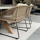 Manchester zwart/Tulum Sahara Dust dining tuinset | 4 personen | polywood + touw | 150cm